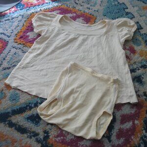 JOYCE Vintage Baby Outfit Matching Light Yellow Babydoll Dress & Bloomers ~ 12M